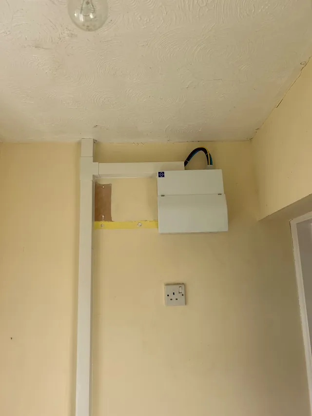 Consumer unit upgrade with surface trunking run down to the meter position